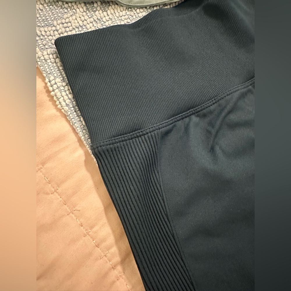 Women's Athletic Shorts - Olive and Black - Picture 3 of 10